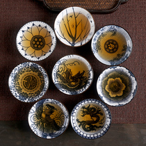 Ceramic hand-painted kung fu small tea cup tea set retro blue and white master Cup Tea Cup Cup Cup Cup Tea Bowl