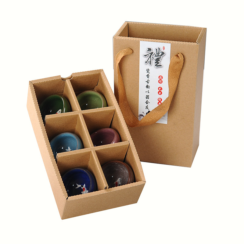 Ceramic Kung Fu Small Tea Cup Ice Cracking Open Sheet Tea Drinking Combined Event Booking Gift Six Colors 6 Gift Boxes direct Sale-Taobao
