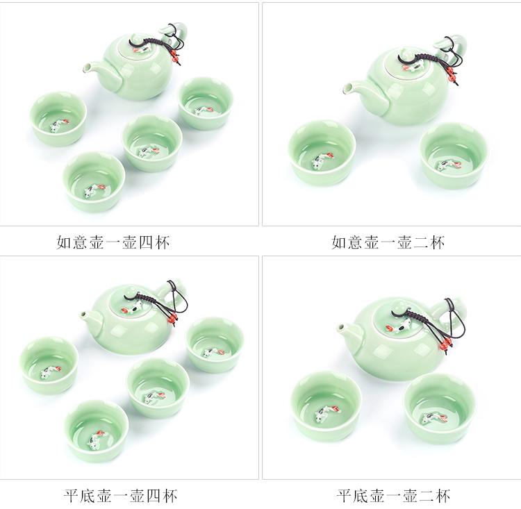 Long Tuyền kungad bộ trà đặt một nồi bốn chén ấm trà đơn đặt nhà đi du lịch quà tặng hoạt động cầm tay bộ ấm chén uống trà