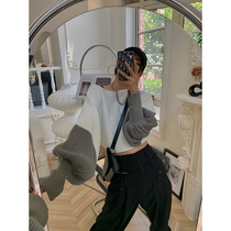 JCCC shadow short pullover knitted sweater womens casual outer wear color lantern sleeve temperament long-sleeved top