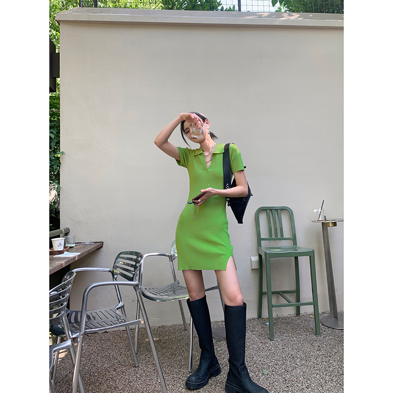 JCCC Shadow Polo Foreign Dress Women's Summer High Waist Open Fork Display Slim Short Skirt Fit Temperament Sexy Bag Hip Skirt