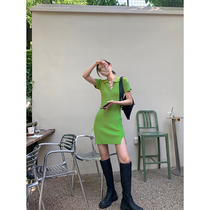 JCCC shadow polo dress women's summer high waist split slim skirt slim temperament sexy hip skirt