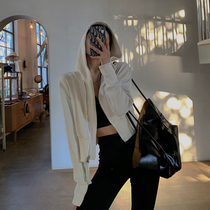 JCCC shadow salt spring and autumn jacket womens short loose hooded sweater cardigan long-sleeved top female ins tide