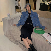 JCCC Shadow Short Denim Coat Women's Spring and Autumn Loose Long Sleeve Korean Vintage Denim ins Tide Joker