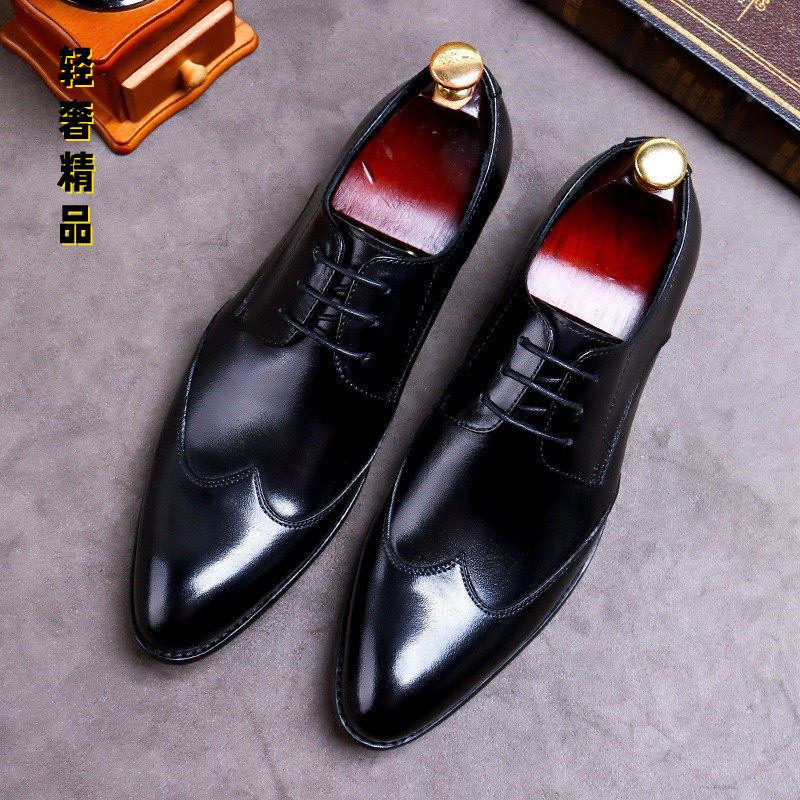 Italian Men's Handmade Business Casual Leather Shoes Pointed Toe Low Top British Style Men's Formal Dress Shoes Breathable Wedding Shoes