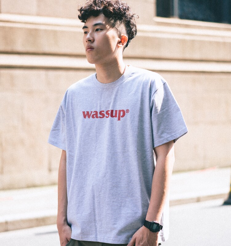 Fool WASSUP multi-color logo basic printing solid color half sleeve base shirt loose short sleeve t-shirt for men and women couples