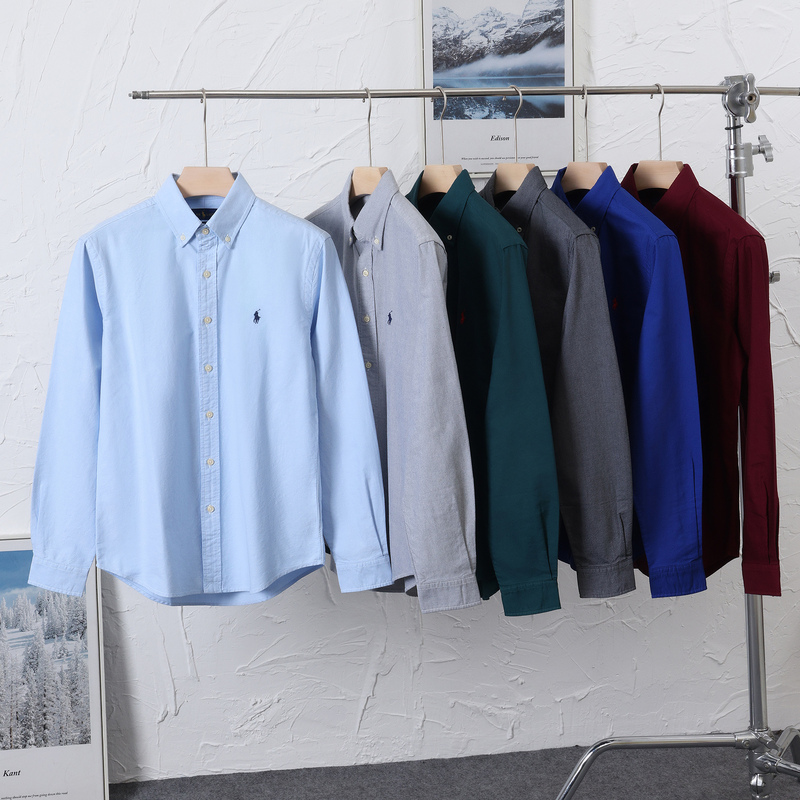 North American Genuine Ralph Lauren Shirt for Men Rl Autumn and Winter Casual Oxford Fabric Non-Iron Paul Pony Logo Polo Shirt