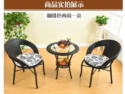 Ghế đan ngoài trời Ban công ba mảnh Hiện đại đơn giản Bàn ghế mây ngoài trời Vườn Nội thất Tengyi Ghế sân thượng - Bàn ghế ngoài trời / sân ghế hồ bơi ngoài trời