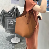 Premium sense temperament French simple open-mouthed hand balloon bag bucket cabbage basket cowhide shoulder tote bag