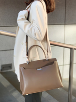 Premium minimalist commuter Kelly bag cowhide one-shoulder cross-body bag double-sided open handbag womens bag briefcase small square bag