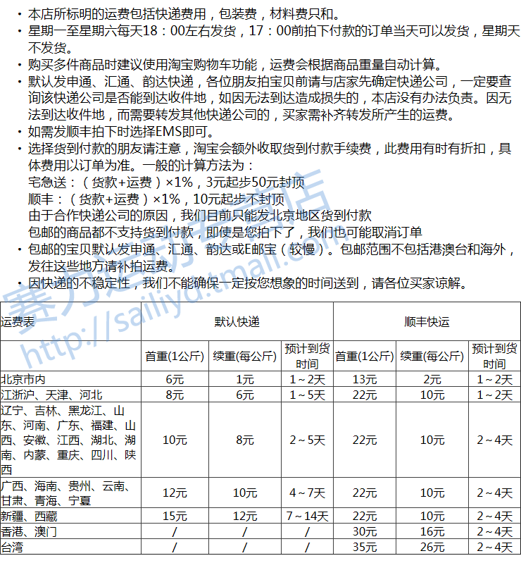 邮寄说明