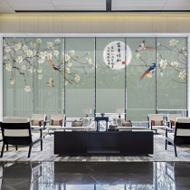 New Chinese roller curtain curtain screen curtain Partition curtain Hanging type lifting shading curtain Entrance flower and bird bamboo curtain Roll pull type