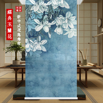 Office curtains Shading bamboo curtain curtain partition screen curtain Hanging Chinese roller curtain Hand pull fabric landscape customization