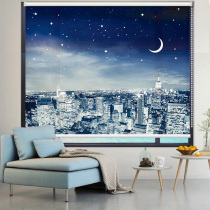 Simple modern non-perforated curtains Finished roller blinds European street curtains black and white living room hanging painting entrance partition