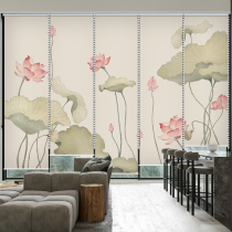 New Chinese roller shutter Electric curtain lifting hand-pull screen curtain Soft partition Landscape painting Office living room hanging painting
