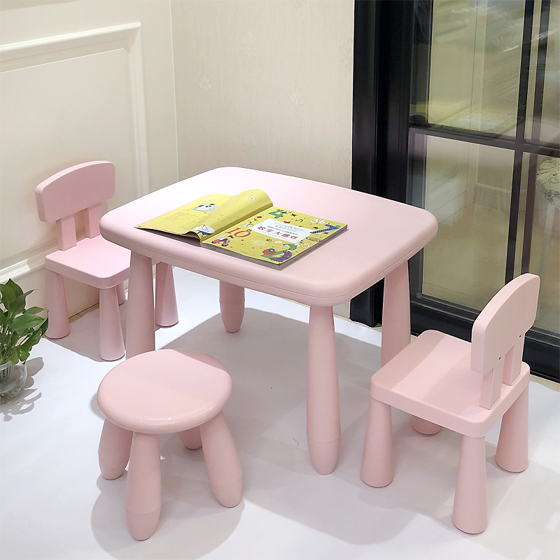 Double layer thickened kindergarten table plastic table baby table children table and chairs draw study table desks