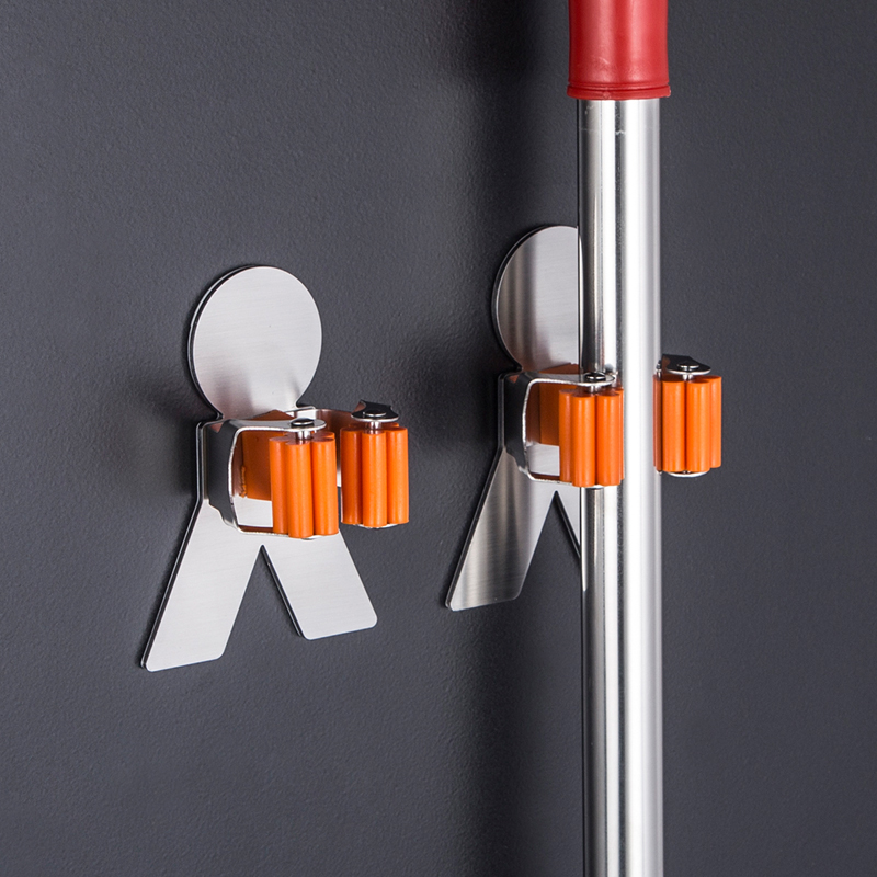 Hanging mop artifact mop hook punch-free strong powder room mop rack punch-free mop clip wall-mounted strong