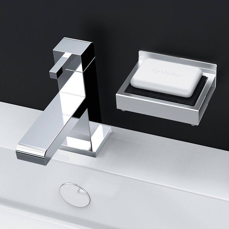 Stainless steel soap box drain soap rack free punch suction cup wall hanging powder room bathroom creative suction wall soap rack