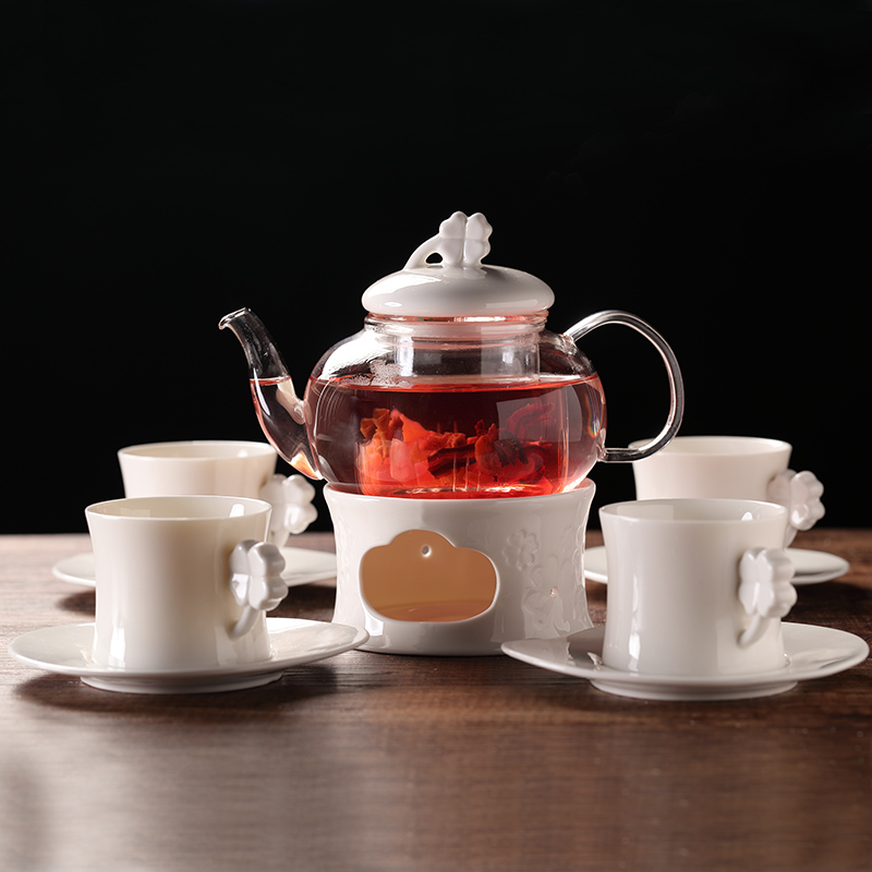 Korean set of ceramic glass herbal tea set set of boiled fruit tea Afternoon tea Bubble tea pot Black tea cup heating