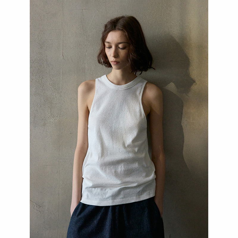 Snowflake Pattern Tank Top for Women, Summer 2026 New Style, All-Cotton, Side Breast-Covering, Slightly Elastic Knit, Slim-Fit Base Shirt