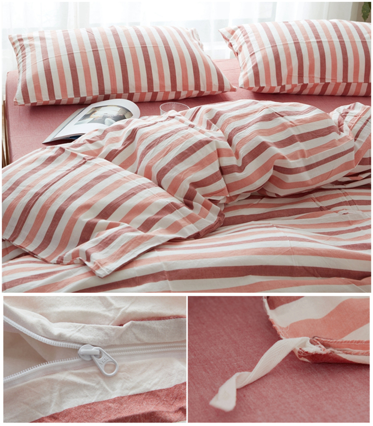 Nhật bản phong cách cotton linen lưới nhỏ rửa sạch bông đơn giản ba hoặc bốn bộ cotton quilt cover màu rắn tấm ga trải giường 笠 bộ đồ giường