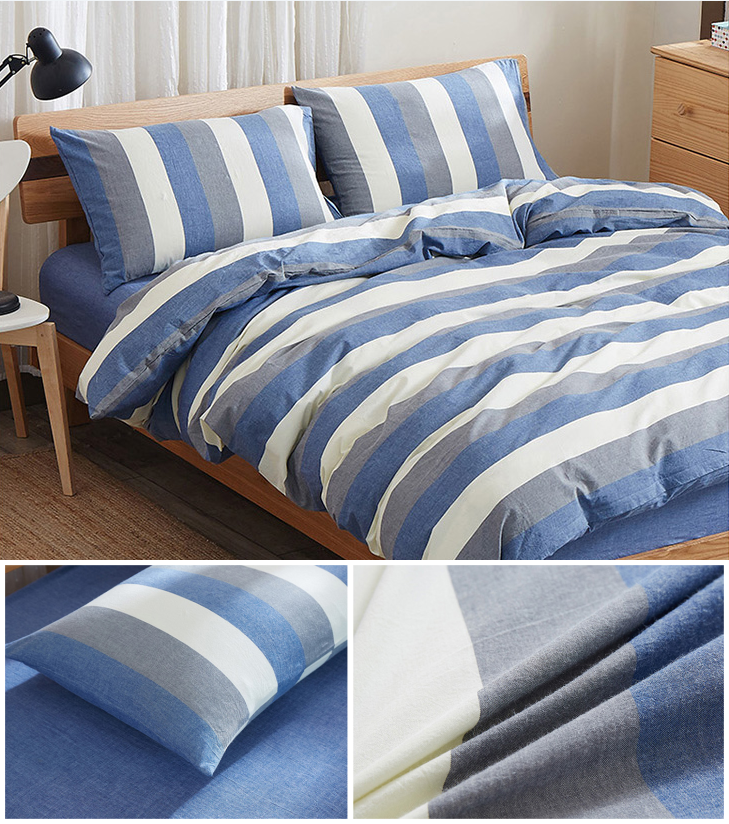 Nhật bản phong cách cotton linen lưới nhỏ rửa sạch bông đơn giản ba hoặc bốn bộ cotton quilt cover màu rắn tấm ga trải giường 笠 bộ đồ giường