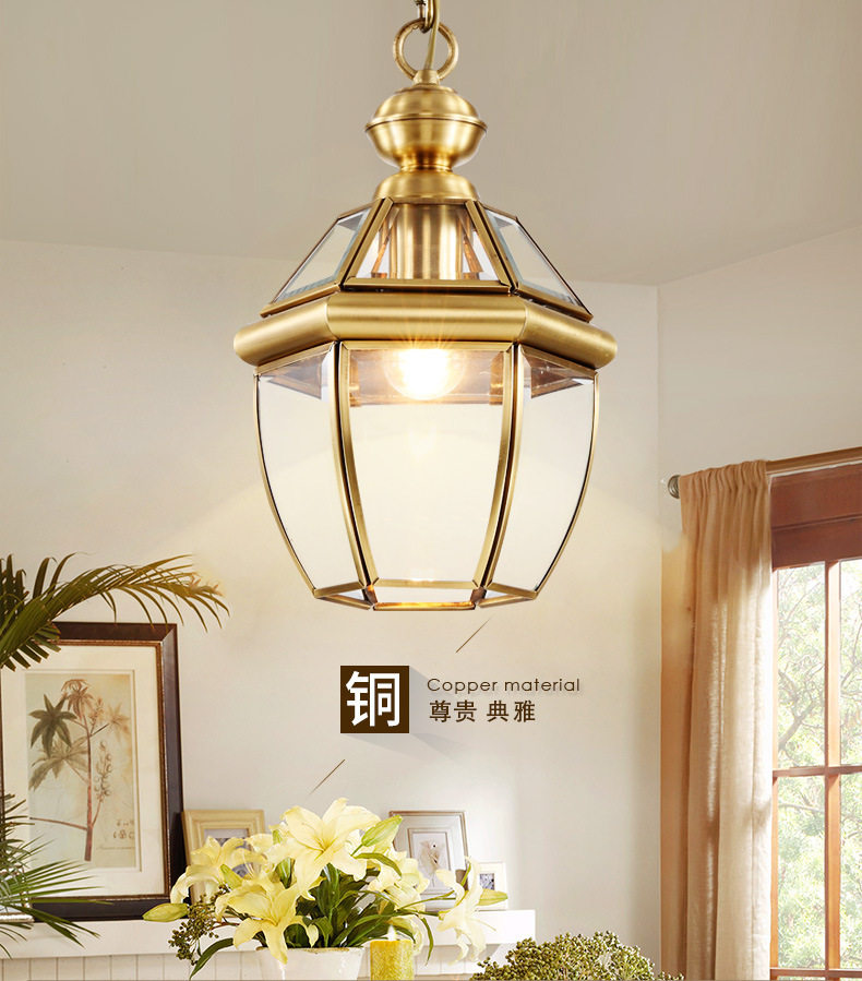 Casello all-copper greenhouse chandelier American personality garden pavilion entry lamp outdoor waterproof balcony walkway lamp