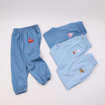 Summer Ice Silk Children Anti-mosquito Pants Thin Boy Pure Cotton Baby Light Cage Pants Breathable Girl Loose Air Conditioning Long Pants