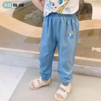 Male And Female Child Clothing Summer Children Anti-mosquito Pants Summer Thin models Imitation Denim Trousers Loose Mid-Waist Elastic Casual Pants