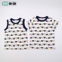 Day Family Mk Summer Boy Pure Cotton Short Sleeve T-shirt Cartoon Full Print Sleeveless Vest Suction Khan Round Collar Casual Blouse