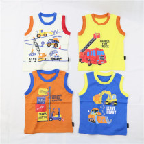 Japanese cartoon cotton vest summer baby engineering fire truck excavator boys clothing children sleeveless T-shirt