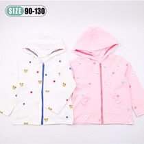 Spring and autumn summer male and female childrens thin section pure cotton zipped with cap jacket cartoon breathable blouses baby casual sunscreen