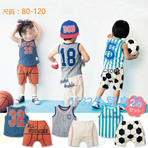 Japanese thousand childrens clothing summer Sportswear childrens T-shirt cotton round neck vest short sleeve pp shorts ball suit