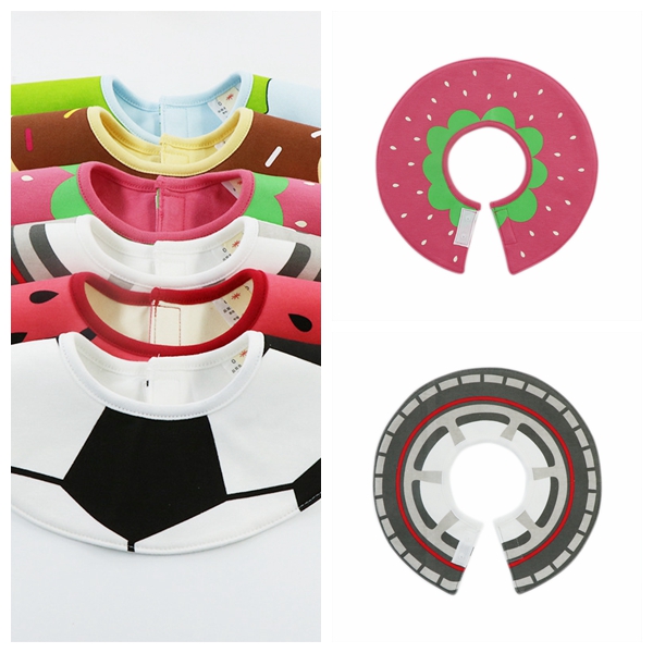 Exit Japan Thousand of cute baby baby pure cotton surrounding pocket round 360 degrees Saliva Towel Waterproof bib