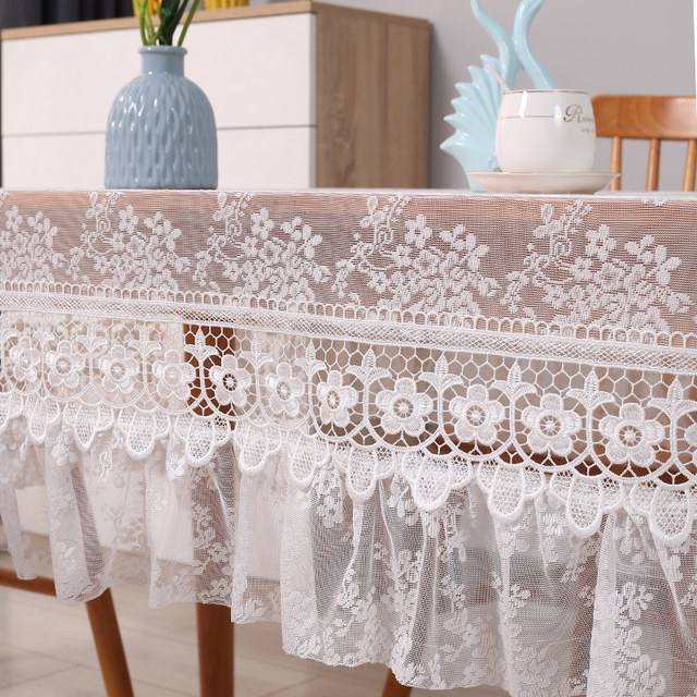 ins style retro French lace bedside tablecloth ຂະຫນາດນ້ອຍປົກຫຸ້ມຂອງສົດຜ້າເຄື່ອງພິມໄມໂຄເວຟໃນຄົວເຮືອນການປົກຫຸ້ມຂອງຂີ້ຝຸ່ນ