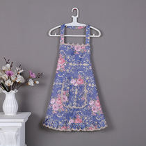 Korean fashion floral apron double-layer oil-proof waterproof cute home woman cleaning housework kitchen apron pastoral style