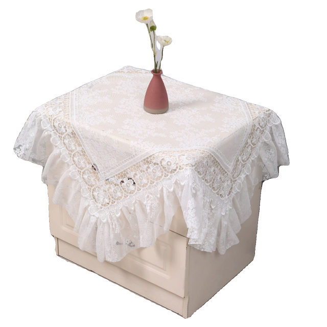 ins style retro French lace bedside tablecloth ຂະຫນາດນ້ອຍປົກຫຸ້ມຂອງສົດຜ້າເຄື່ອງພິມໄມໂຄເວຟໃນຄົວເຮືອນການປົກຫຸ້ມຂອງຂີ້ຝຸ່ນ