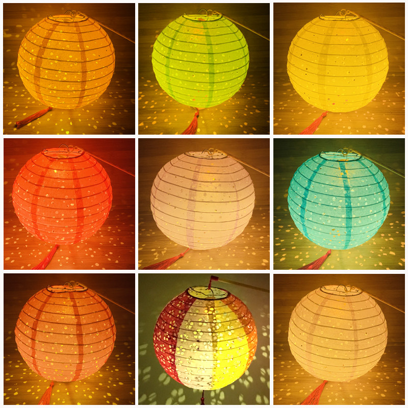 Mid-Autumn Festival kindergarten diy handmade children's portable small paper lantern luminous hollow projection folding lantern