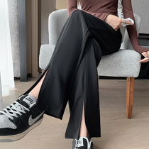 Pregnant woman pants female spring fall outside wearing small sub big code spring straight cylinder open fork wide leg suit beating bottom pants spring clothes