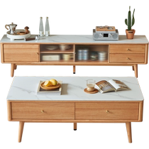 Lins Home Nordic Brief Solid Wood TV Cabinet Tea Table Combined Living Room Tea Table Home Lins Wood Industry PK5M