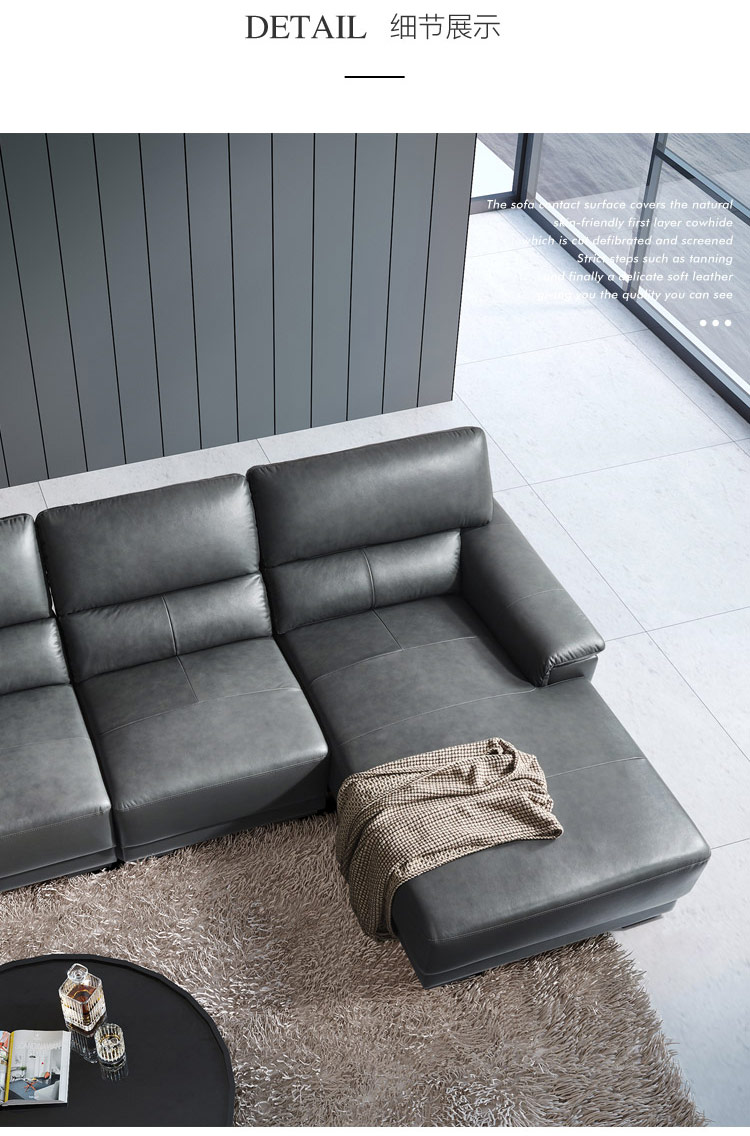 Đơn giản Lin Bắc Âu sofa sofa da ánh sáng sang trọng da bò da góc sống nguyên khối S020 - Ghế sô pha ghế sofa phòng khách nhỏ