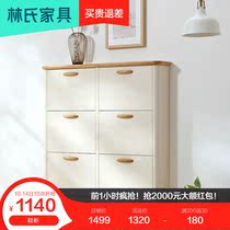 Nordic simple large capacity solid wood foot flip shoe cabinet ultra-thin home door hall cabinet Cabinet Cabinet LS06