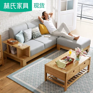 Bắc âu vải gỗ rắn sofa phong cách Nhật Bản nhỏ phòng khách bằng gỗ sồi trắng sofa kết hợp đồ nội thất CR2K