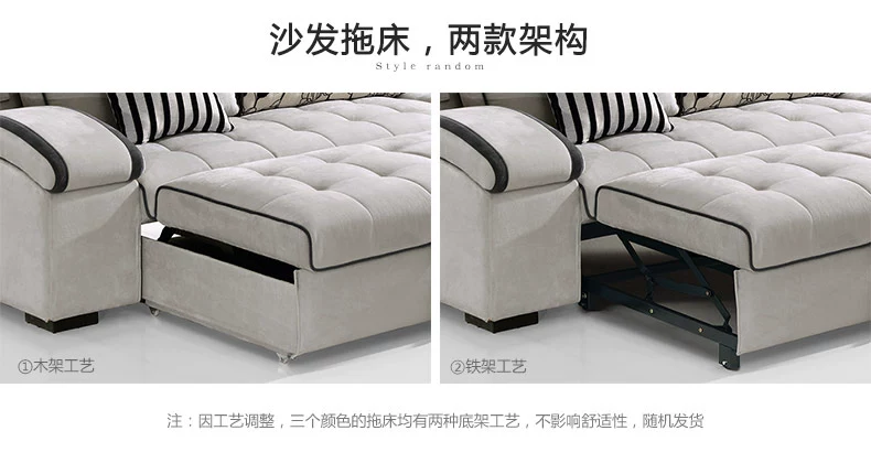 Lin của đồ nội thất hiện đại nhỏ gọn sofa đa chức năng giường phòng khách Châu Âu-phong cách sofa vải kết hợp 967 ghế sofa gỗ nguyên khối