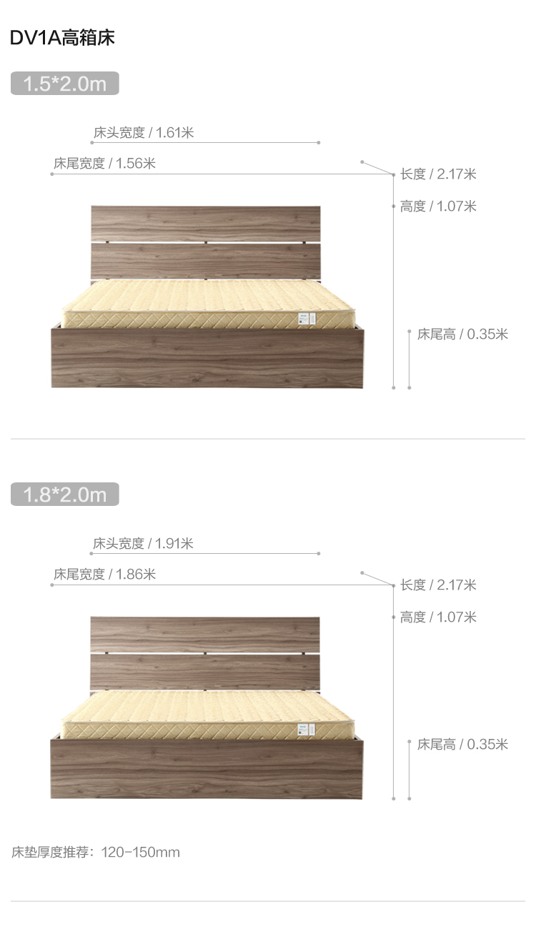 Lin của nội thất phòng ngủ thiết lập kết hợp Bắc Âu giường lưu trữ hiện đại nhỏ gọn 1.8 m giường đôi tủ quần áo bộ DV1A