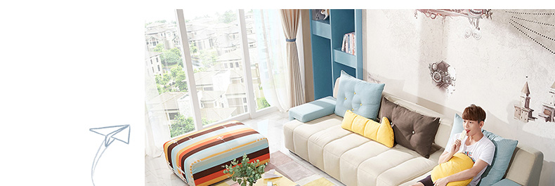 Lin của đồ nội thất phòng khách sofa vải căn hộ nhỏ phong cách Địa Trung Hải hiện đại nhỏ gọn sofa giường 984