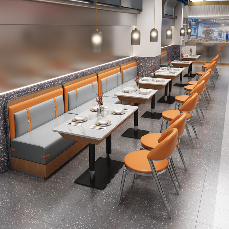 Stainless steel card sofa furniture modern themed custom barbecue shop hot pot shop Western restaurant table and chair combination