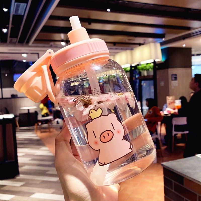 Girls Water Glass Mesh Red Straw Style Teenage Girl Creative Original Juku Wins Water Glasses Glass Cups Cute Korean Version Trend