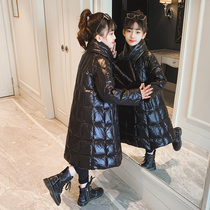Girls cotton-padded jacket 2021 Winter new foreign-style thickened cotton-padded jacket childrens knee-length down cotton-padded clothes
