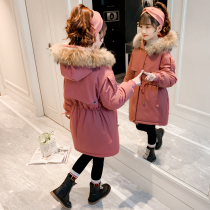 Girls cotton coat 2021 New Chinese children Winter foreign style down cotton padded padded medium length Parker coat